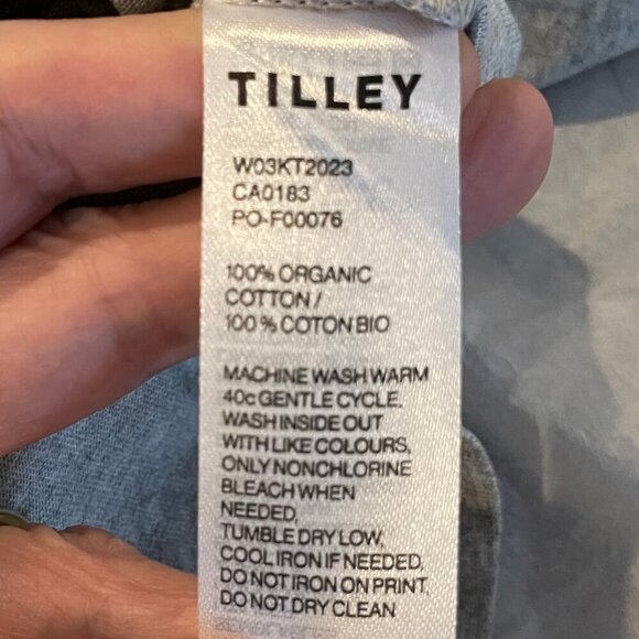 Tilley SS Casual Boyfriend Cut 100% Organic Cotton T Shirt Grey + White NIB - Picture 5 of 7